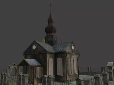 Church old russian witch cemetery 3D model