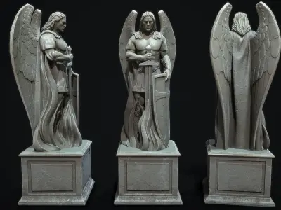 Archangel Statue PBR   Low-poly 3D model