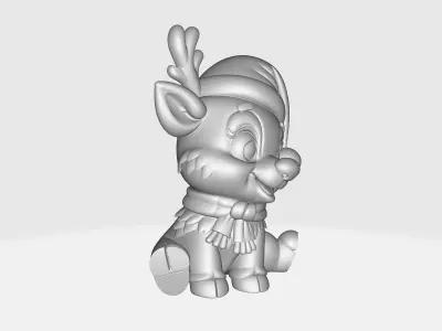 Christmas Reindeer Model Cute Holiday Rudolph Figurine  3D print model