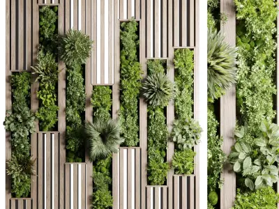 Wooden frame Vertical plant and moss garden wall decor box 67 Low-poly 3D model