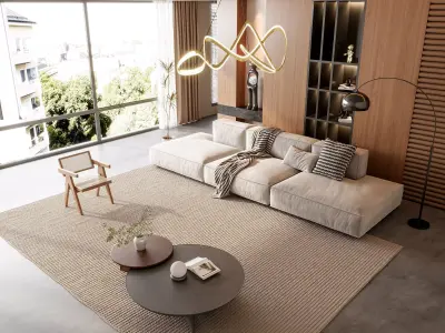 Modern living room 3D model  3D model