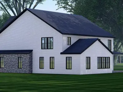 American Exterior House Design  Classic Modern Country Home 3D model
