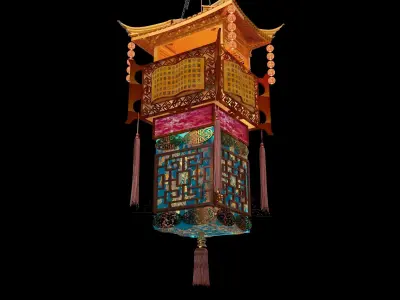 Chinese house palace lantern  3D model purchase