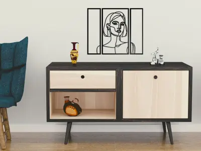 Minimalist Woman Line Art Wall Decor 3D print model