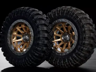 Off Road wheel and tire 01 Unreal  Unity  PRB 4k  Low-poly 3D model
