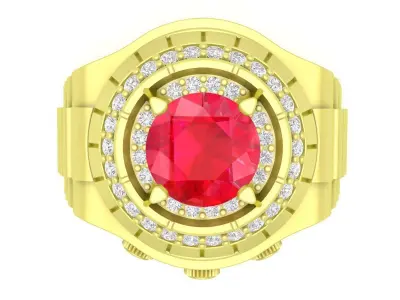 Luxury Halo Gemstone Men Ring 3D Jewelry Model  3864 3D print model