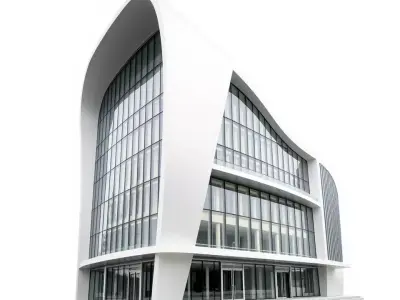 Futuristic White Building model pack Low-poly 3D model