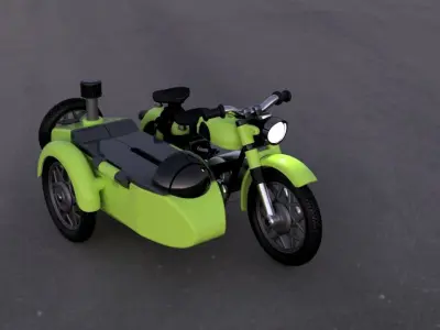 MOTORCYCLE WITH SIDECAR AND TOOTHPICKS 3D print model
