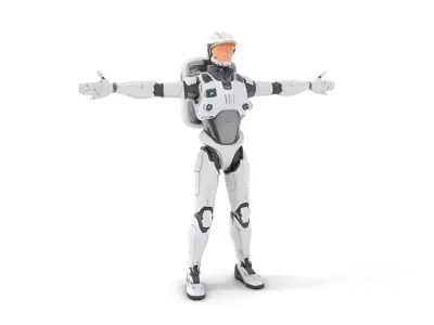 Futuristic White Robot model pack Low-poly 3D model