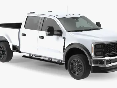 White Heavy Duty Pickup Truck 3D model
