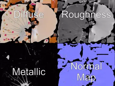 Princess Doll in Floral Dress Model Pack Low-poly 3D model