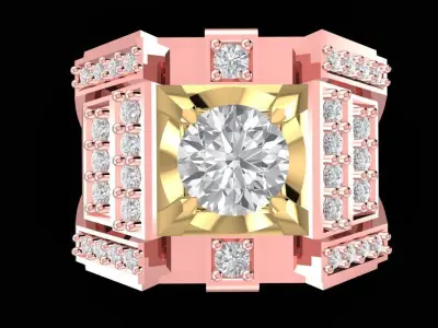 Luxury Geometric Men Ring With Center Diamond  2753 3D print model