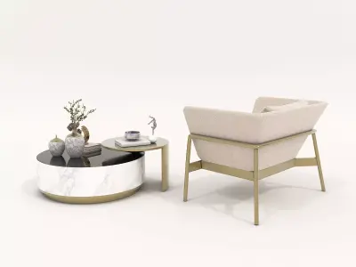 Modern Coffee Table and Armchair Set 51 3D model