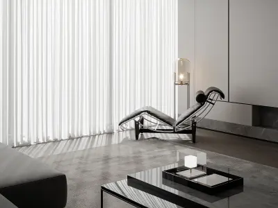 Modern Light Luxury Living and Dining Room Interior 3D model