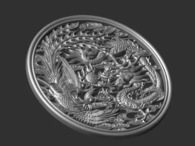 Dragon and Phoenix 3D print model