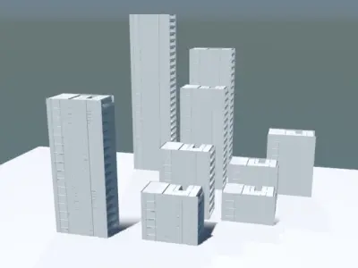 Buildings Set Low-poly 3D model