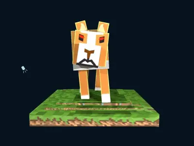 MineCraft Themed Dog - 3D Model and Textures Low-poly 3D model