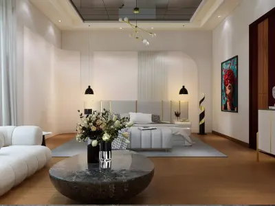Modern Luxury Bedroom Interior High-End 3D Scene  3D model