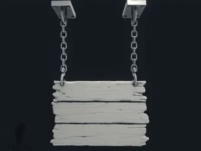 3-Tier Hanging Wooden Sign  3D model