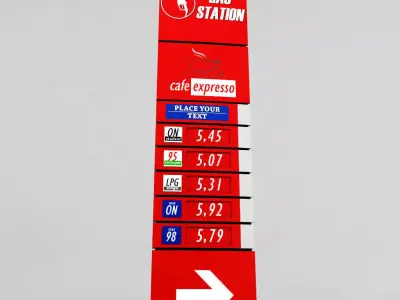 Gas station price sign totem low poly 02 Low-poly 3D model