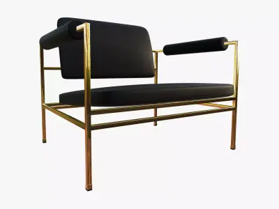 Metal and leather armchair by AZ Arch 3D model