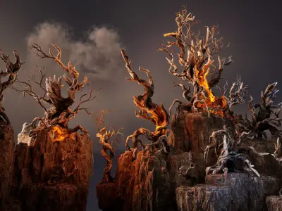 Twisted snags Low-poly 3D model