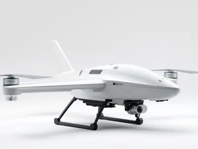 Aerial Drone System Hermes D Design with Propulsion Detailing Low-poly 3D model