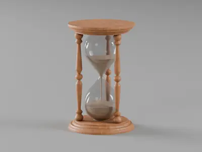 Vintage wooden houglass Low-poly 3D model