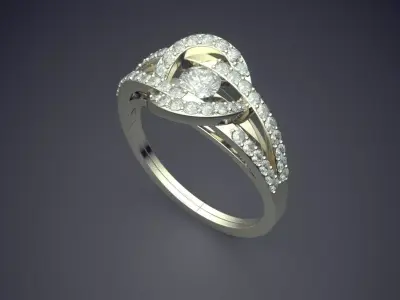 Luxury Ring With Complex Ornament Covered In Diamonds VJR68 1 3D print model