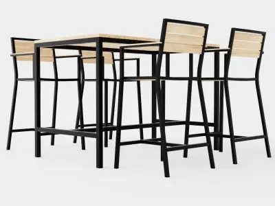 Lugo Teak Cafe Set Low-poly 3D model