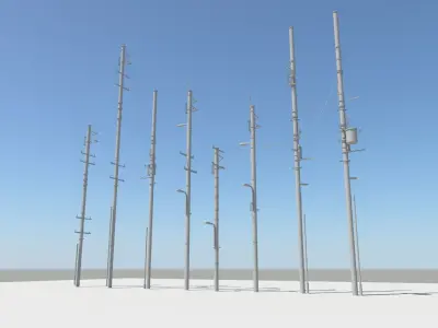 Detailed Utility Poles 3D model