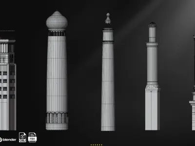 Minaret Base Mash Low-poly 3D model