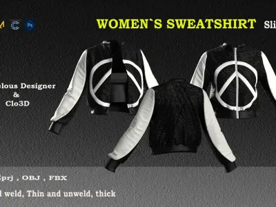 6 women sweatshirt 3D model