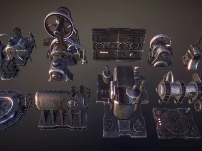 Diesel machines constructor Low-poly 3D model