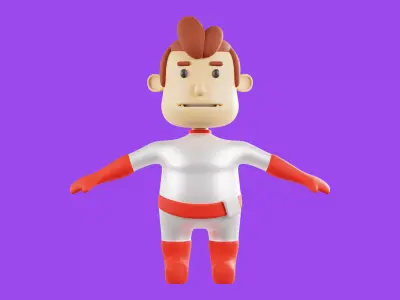 Cartoon Hero Character Free 3D model