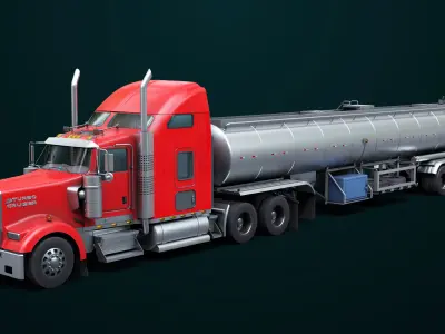Generic Heavy Truck 02 Food Tank Trailer Low-poly 3D model