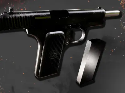 TT Gun game ready PBR Low-poly 3D model