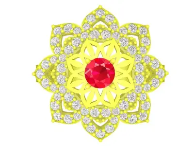 Luxury Floral Halo Diamond Gemstone Ring 3D Model  4427 3D print model