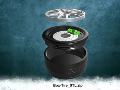 Tire-Box gold wheel 3D print model
