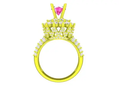 A7357 Luxury Hongkong Style Diamond Engagement Ring 3D print model