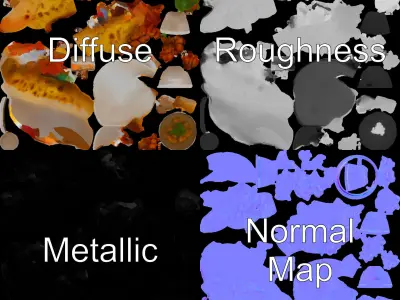 Traditional Indian Cuisine Model Pack with Naan and Curry Low-poly 3D model