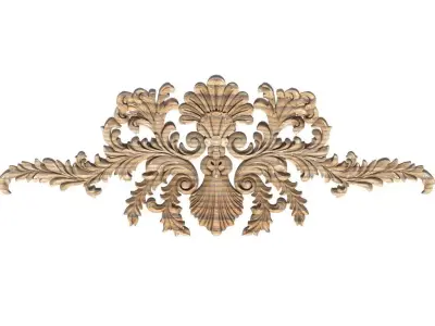 Cartouche-038 ornate wood carving 3D model