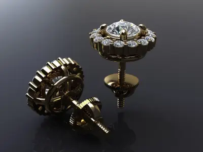 Solitaire Diamond Earring Jacket 4MM 3D print model