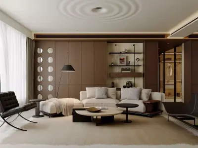 Eclectic medieval living and dining room interior 3D model