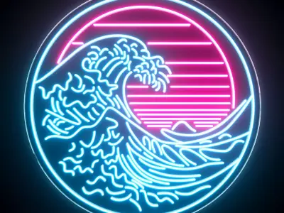 Wave Neon Sign 3D model