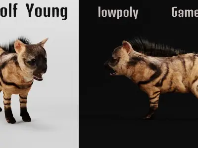 Baby Aardwolf Offspring Animal  Low-poly 3D model