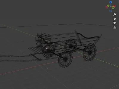 Cart Carriage Wooden Horse Car Low-poly 3D model