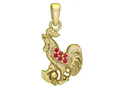 Luxury Rooster Pendant with Gemstone Accents 3019 3D print model