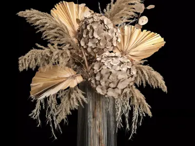 Bouquet Of Dried Flowers In Vase 264 3D model