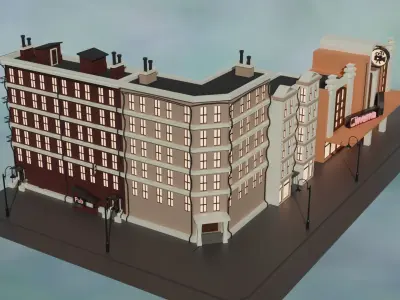 Cartoon city house 3  Free 3D model